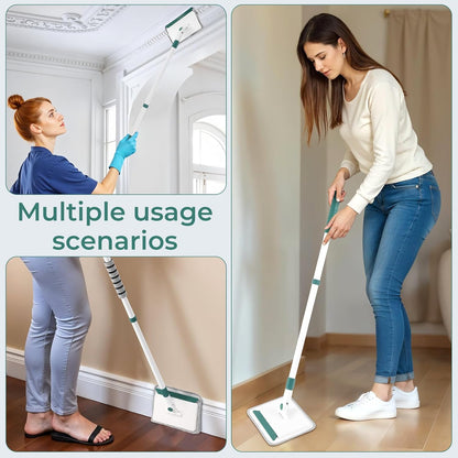Baseboard Cleaner Tool with Handle, 60" Extendable Long Handle Baseboard Cleaner with 5 Reusable Pads for Baseboards Cleaning, Ceiling, Wall, Floor, Bathroom Kitchen