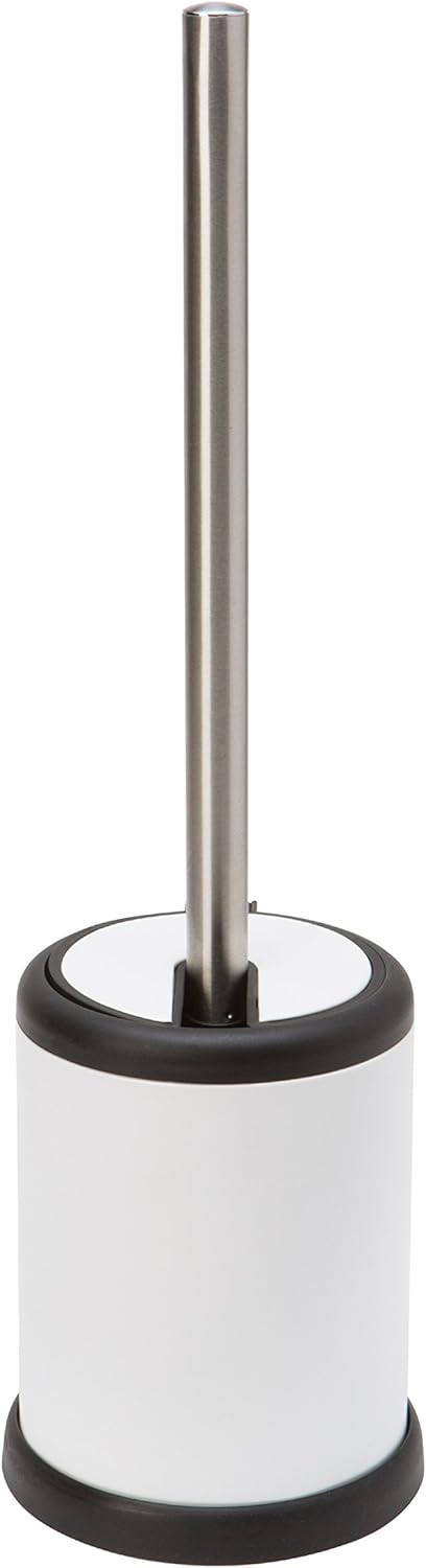 Bath Bliss Toilet Brush and Holder | Self Closing Lid | 360 Degree Brush Head | Bathroom Cleaning | Compact Size | Storage and Organization | Stainless Steel