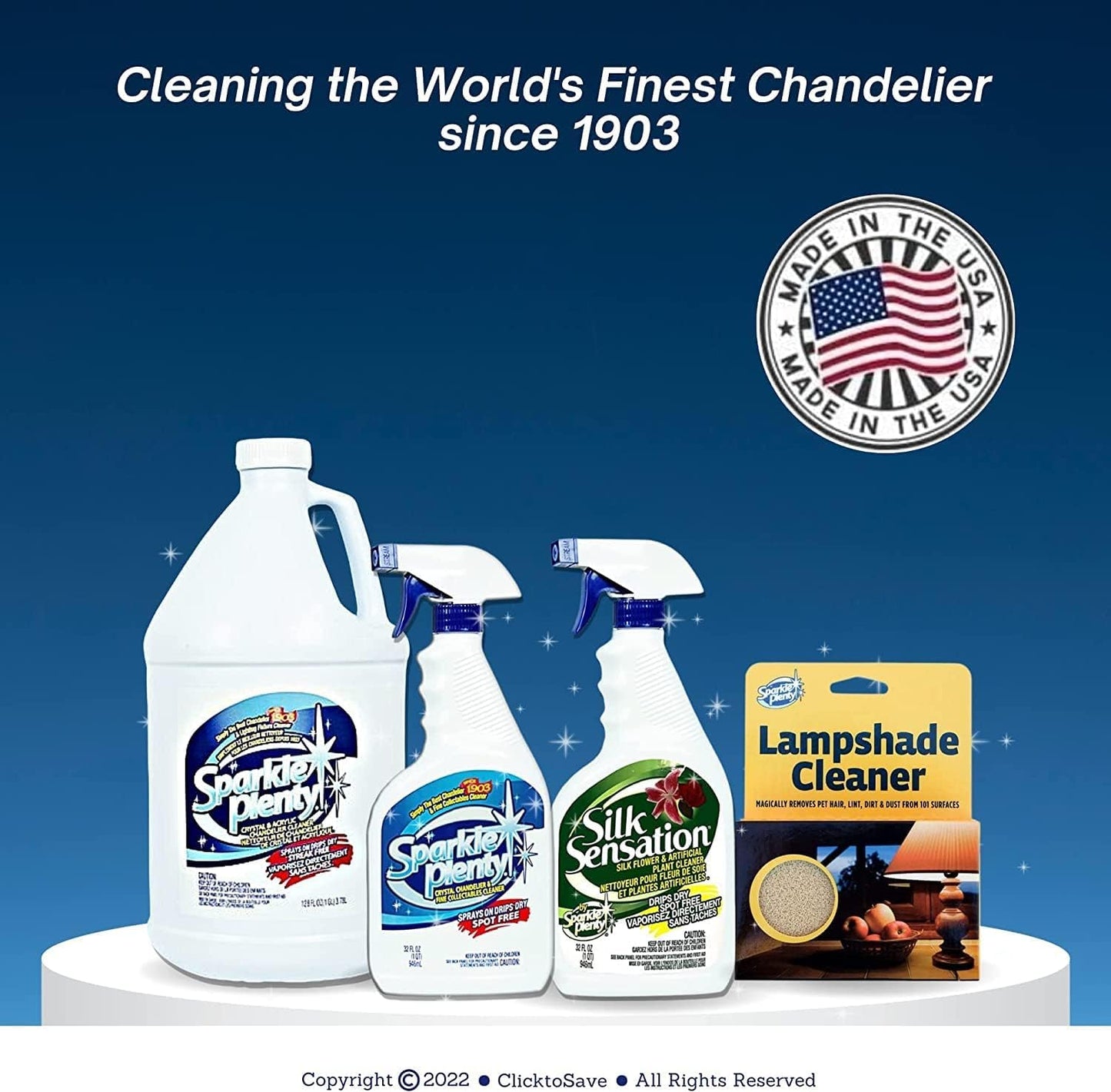 Sparkle Plenty Chandelier Cleaner Drip Dry Spray No Wipe - Dust Remover & Streak Free Glass Cleaner Spray for Chandeliers Crystals & Window Screen Surface - All Purpose Cleaning Supplies (32 oz)