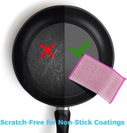 AIDEA Non Scratch Wire Dishcloth 24PK, Wire Dishwashing Rag for Wet and Dry, Dish Cloths for Washing Dishes, Cleaning Pads Steel Scrubber for Cookware, Sinks, Dishes, Stove Tops, 7"×8"