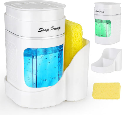 Kitchen Dish Soap Dispenser with Sponge Holder, 3-in-1 Countertop Dishwashing Soap Pump Dispenser Set for Kitchen Sink, Useful Kitchen Gadgets - Black