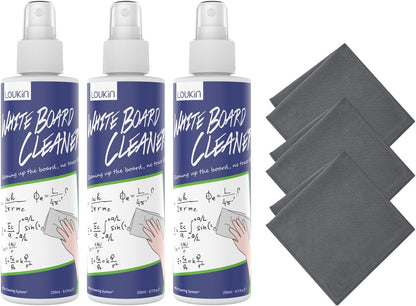 loukin Non-Toxic Whiteboard Cleaner, 8.5 fl oz Dry Erase Board Cleaner, Whiteboard Cleaning Spray with Cloth, Removes Stubborn Marks from Whiteboards