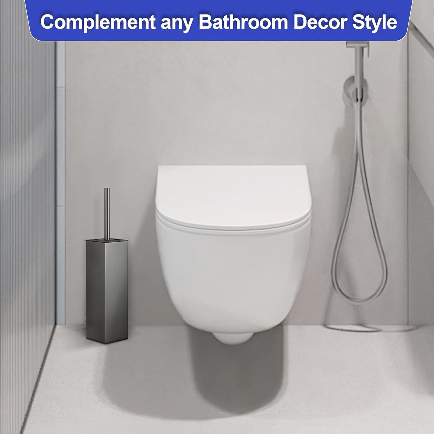 BVL Toilet Brush and Hoder Set Brushed Gold Freestanding for Bathroom