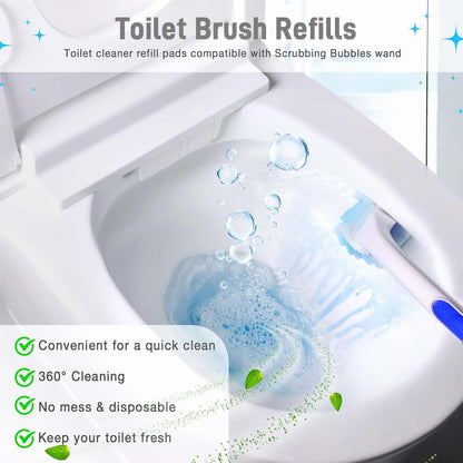 Toilet Cleaner Refill Pads Ocean Scent Enhanced Odor Control 48 Count Toilet Scrubber Refill Clean Stains Disposable Toilet Brush Refill for Toilet and Bathroom