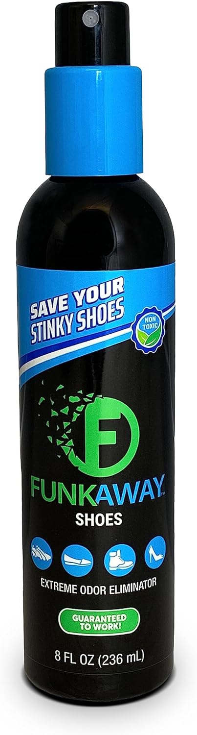 FunkAway Odor Eliminator Spray for Shoes, Clothes and Gear, 3.4 oz., Non-Aerosol; Mini Size for Travel, Ideal for Gym Bag, Purse, Locker or Suitcase