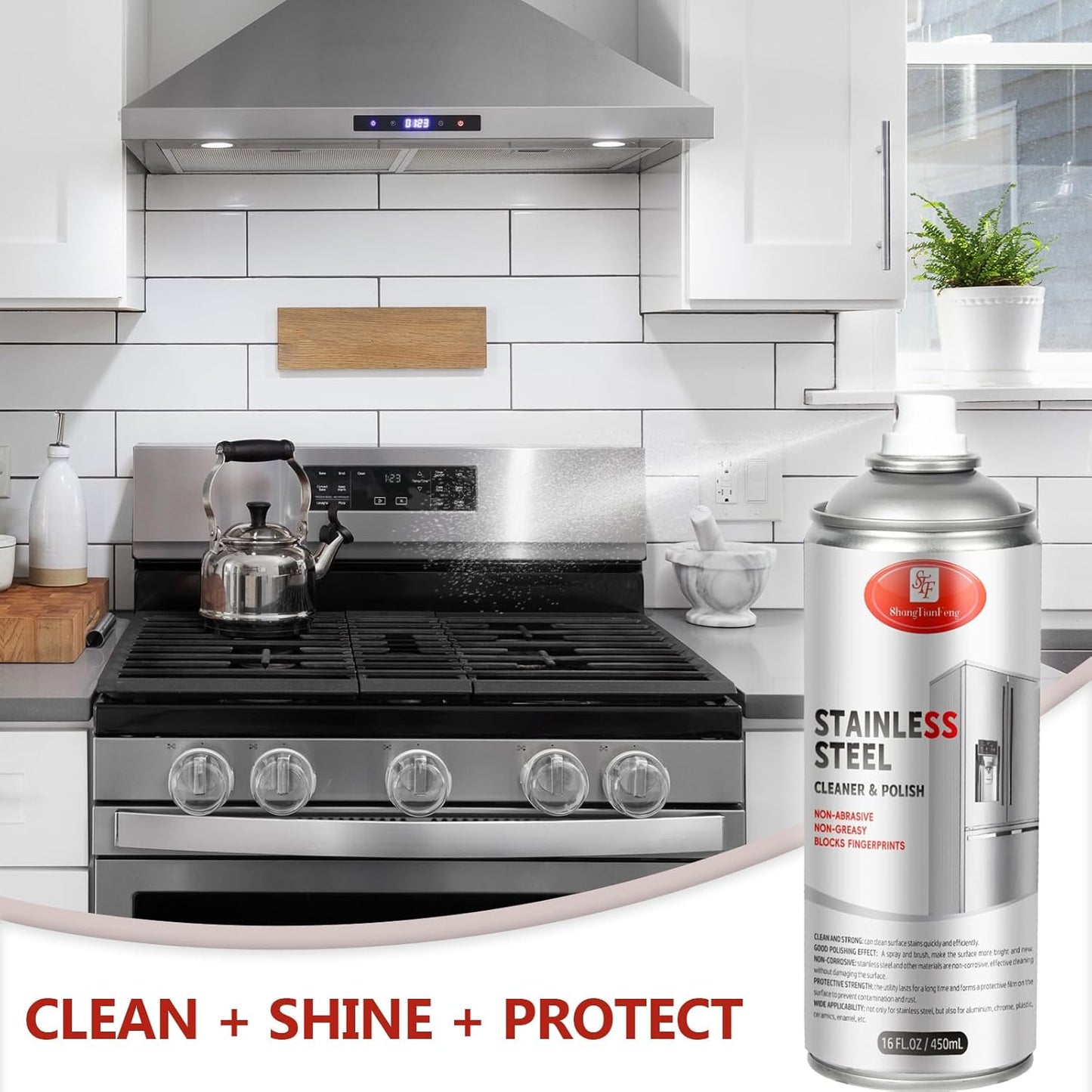 Stainless Steel Cleaner & Polish - Quick Shine, Streak-Free Formula - Safe for Appliances, Cookware, Sinks - Restores Shine - Eco-Friendly (17oz)
