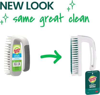 Scotch-Brite Handy Brush, Small and Durable Dish Brush with Handle for Scrubbing Hard-to-Reach Cookware, Tubs, Sinks, Car Tires, and More without Scratching, Antimicrobial, and Rinses Clean