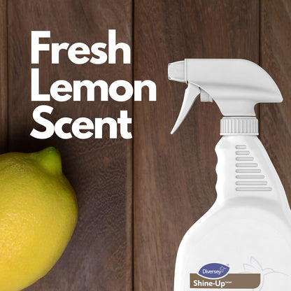 Diversey 4995480 Shine Up Lemon Furniture Polish, Cleans, Restores & Protects Wood, Ready-to-Use Capped Spray Bottle, 32-Ounce (Pack of 12 with 2 spray nozzles)