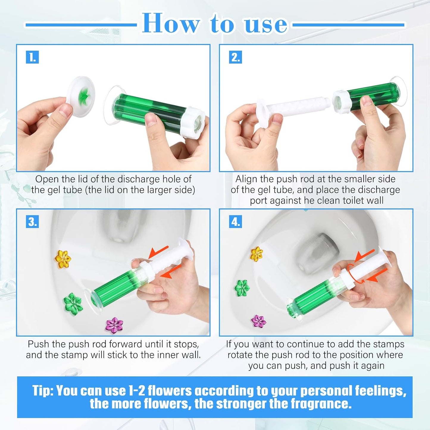 6 Pcs Toilet Gels 84 Count 1 Kind Flower Stamp Bowl Gel Scent Toilet Stain Removal Cleaner Air Freshener Flower Stamps Pack for Bathtubs Bathroom