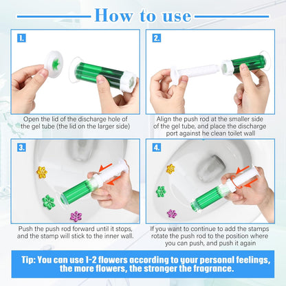 6 Pcs Toilet Gels 84 Count 1 Kind Flower Stamp Bowl Gel Scent Toilet Stain Removal Cleaner Air Freshener Flower Stamps Pack for Bathtubs Bathroom