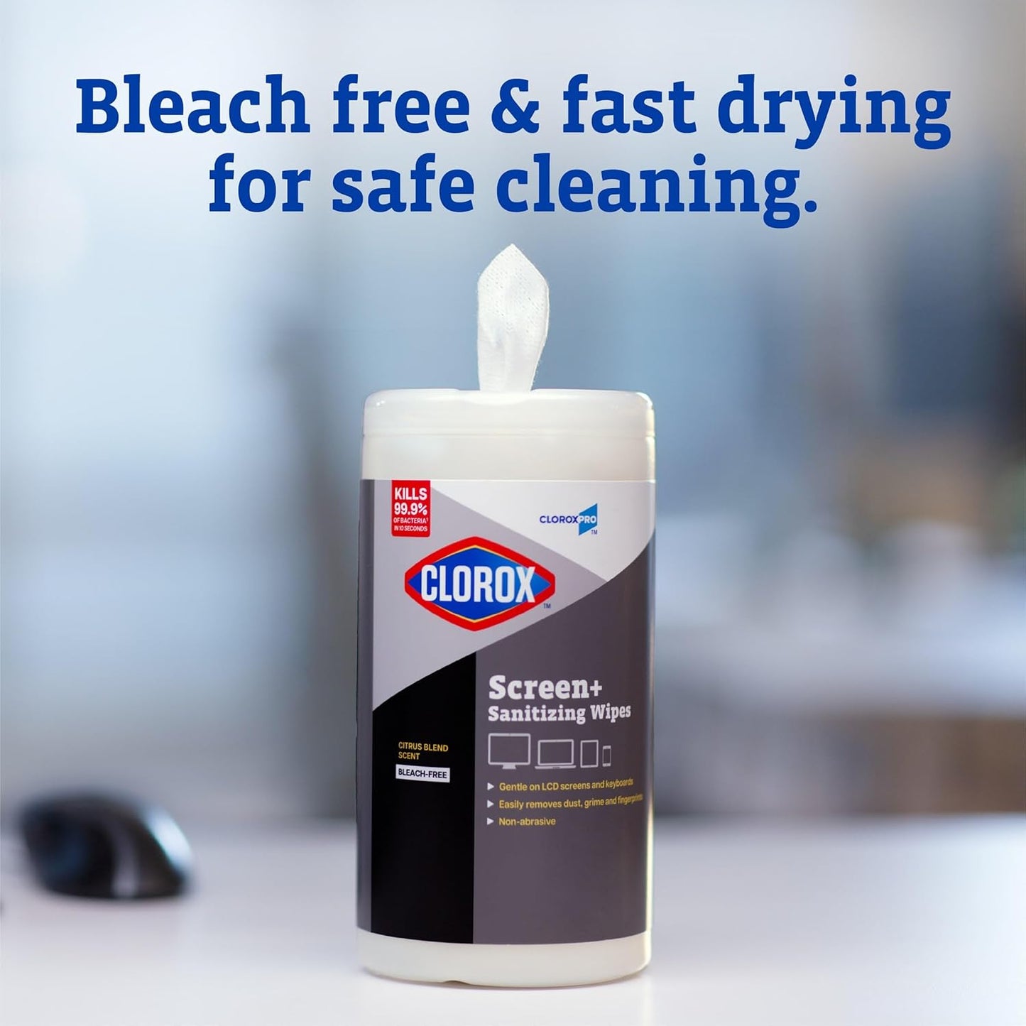 CloroxPro Clorox Screen+ Sanitizing Wipes, Bleach Free Cleaning Wipes, Citrus Blend Scent, 75 Count