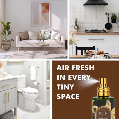 Linen Room Spray 2 Pack, 3.4oz/100ml Each – Long-Lasting Air Freshener & Odor Eliminator for Home, Bathroom, Bedroom & Office, Concentrated Room Spray