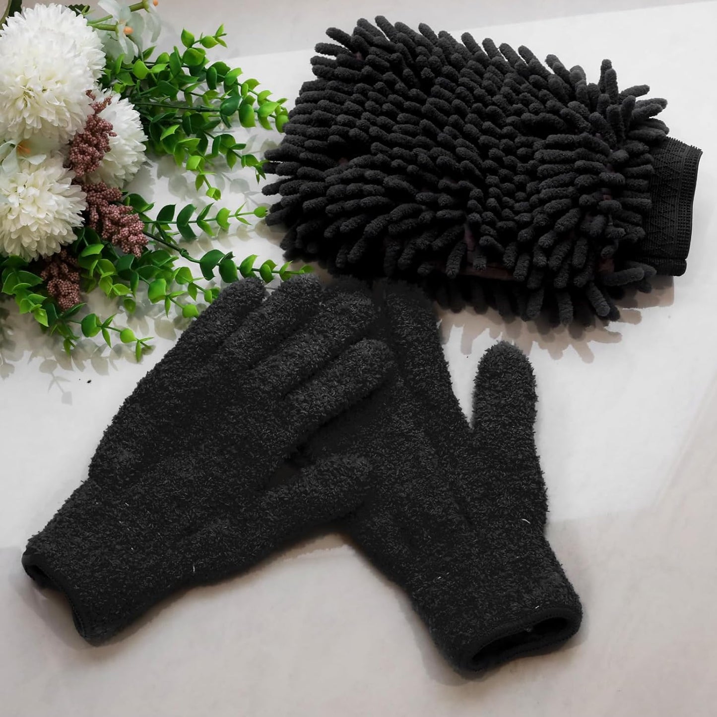 3 Pcs Microfiber Dusting Mitt Gloves Microfiber Plant Cleaning Gloves for Leaf Cleaning Plant Blinds Furniture House (Deep Pink)