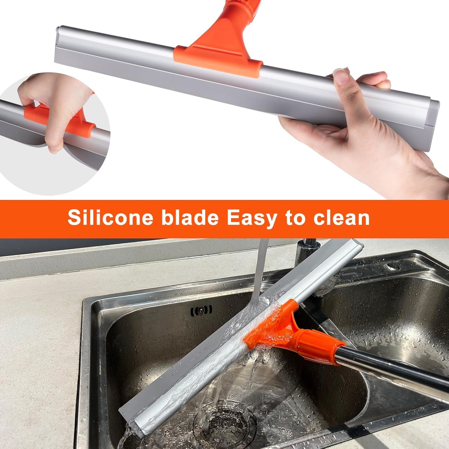 ITTAR Heavy-Duty Floor Squeegee, 62" Adjustable Handle, EVA Foam Blade, Ideal for Concrete, Garage, Patio & More