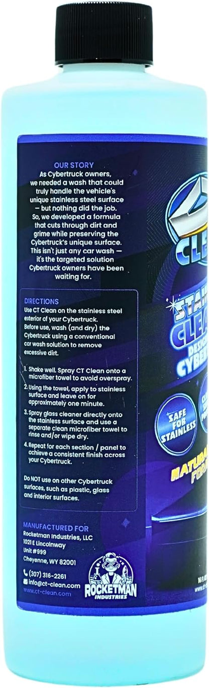 Natural Finish Waterless Stainless Steel Cleaner & Wash for Tesla Cybertruck – Eco-Friendly Spray, Removes Grease & Fingerprints, Matte Protection (16 Fl. Oz.)