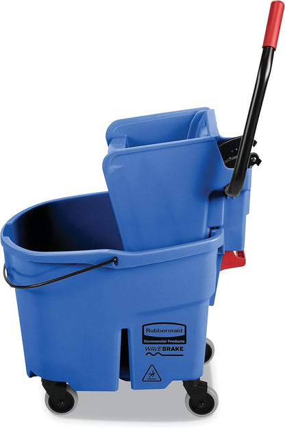 Rubbermaid FG758888BLUE WaveBrake 2.0 Bucket/Wringer Combos, Side-Press, 35 qt, Plastic, Blue (RCPFG758888BLUE)