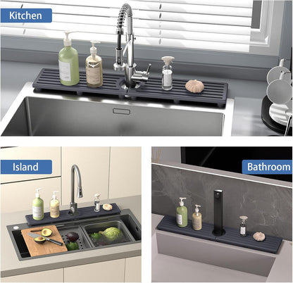 Stone Faucet Mat for Kitchen Sink, Water Absorbing Sink Water Splash Guard, Fast-Drying Kitchen Sink Faucet Mat, Durable Protector and Stone Drying Mat for Kitchen Counter & Bathroom Sink