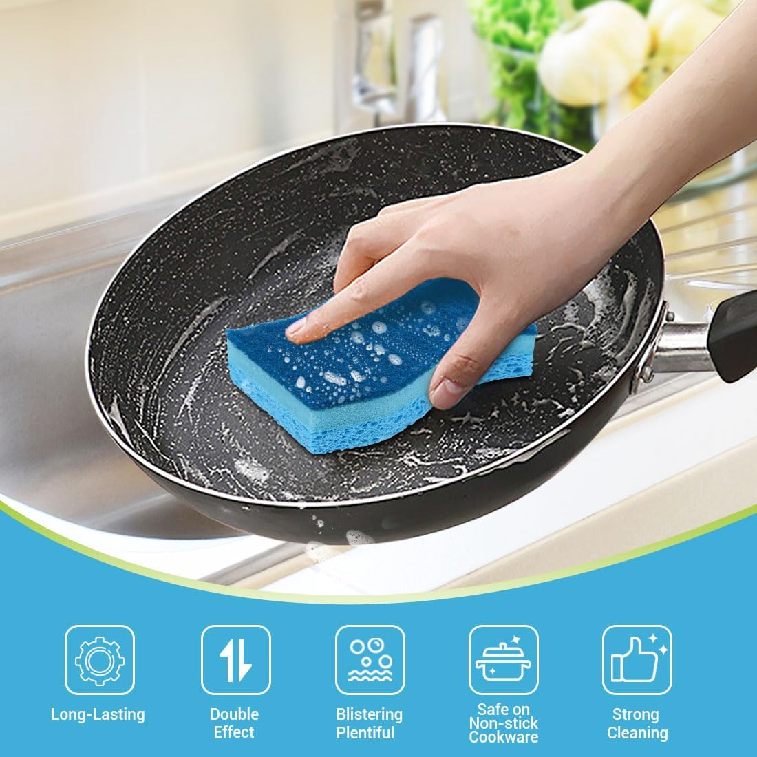 AIDEA XL Sponges Kitchen, 12Count, Non-Scratch Dish Sponges, Large Natural Sponge for Non Stick Cookware, Cellulose Cleaning Sponge for Dishes, Bathroom, Household