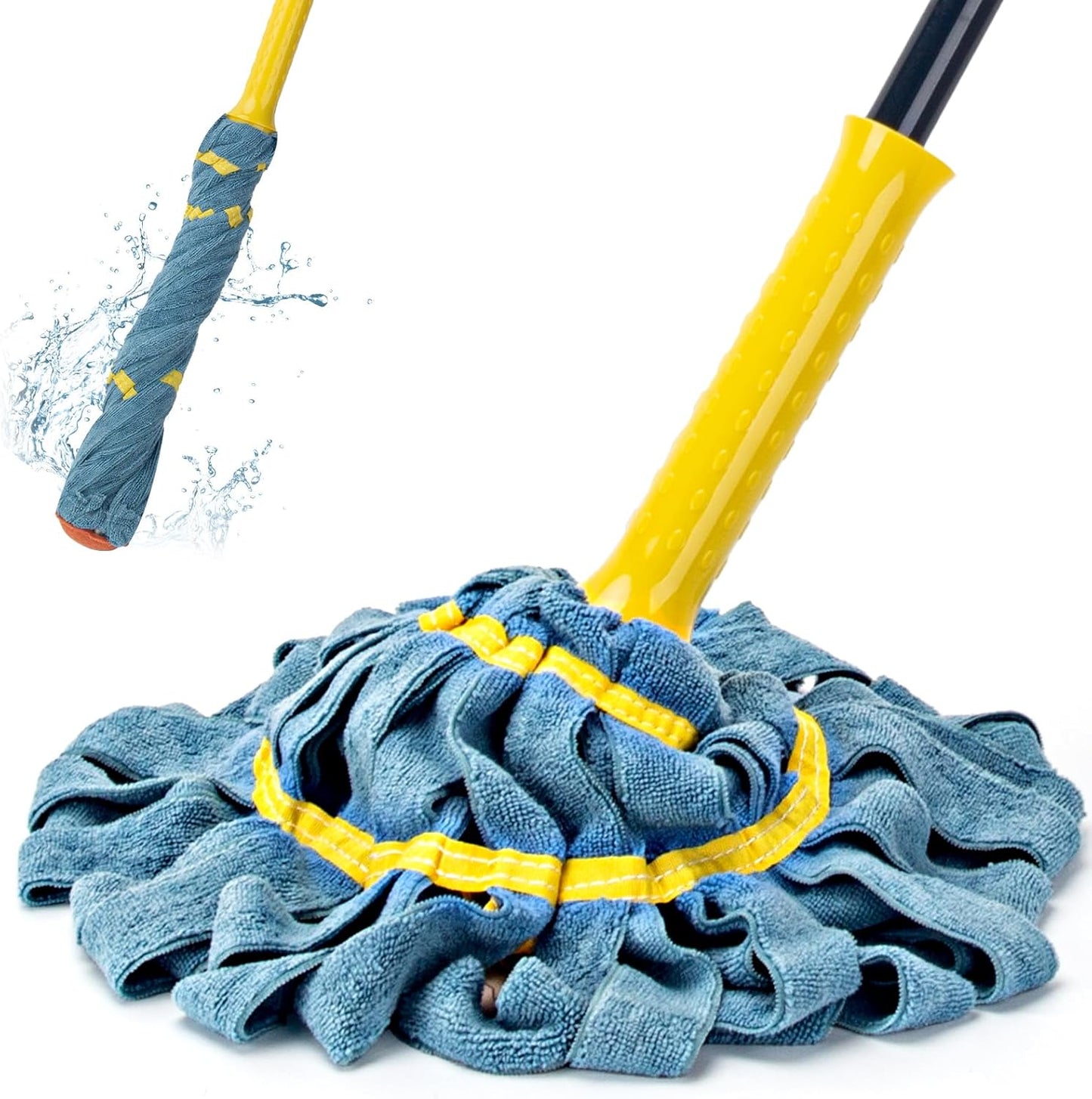 KeFanta Self-Wringing Twist Mop for Floor Cleaning, Long Handled Microfiber Floor Mop with Top Scouring Pad for Kitchen, Hardwood, Restaurant, Bathroom, Garages, Warehouses, Office,57-inch