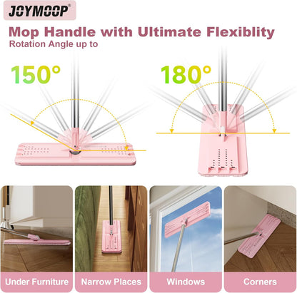 JOYMOOP Flat Mop Head, with 13-inch Microfiber Mop Pad Replacement - Pink, 1 Pack