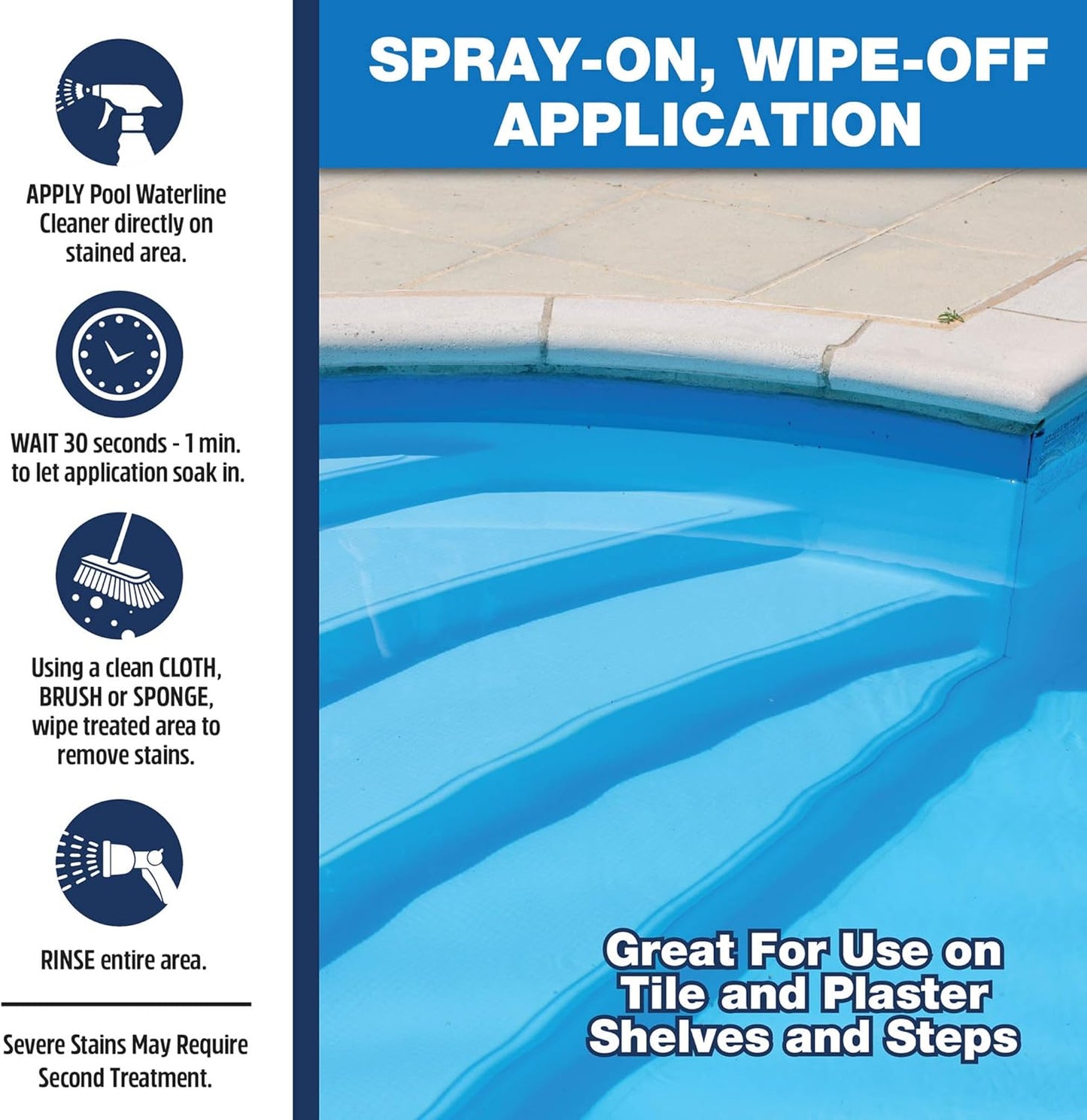 STAR BRITE Home Pool Waterline Cleaner (32 oz Spray) - Scum Remover for Pool Liners, Tiles & Fiberglass Waterlines