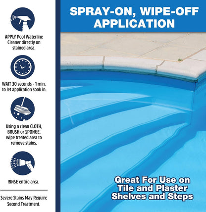 STAR BRITE Home Pool Waterline Cleaner (32 oz Spray) - Scum Remover for Pool Liners, Tiles & Fiberglass Waterlines