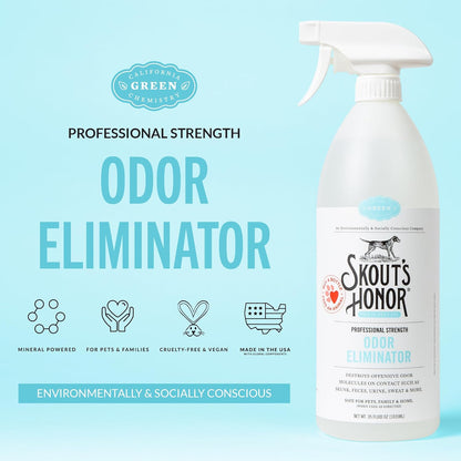 Skout's Honor Skunk Odor Eliminator for Pets, Indoor, and Outdoor Surfaces – Eliminate Skunk Spray Odor, Eco-Friendly, Cruelty-Free Solution for Pets and Surfaces, 32 oz