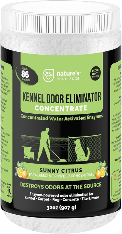 Nature's Pure Edge Enzyme Powder Concentrate Makes 86 Gallons - Professional Use for Kennel and Pet Odor Elimination - Removes Urine Poop from Carpets Floors - Sunny Citrus