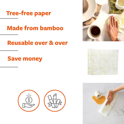 Full Circle Tough Sheets Reusable Plant-based Paper Towels – Super-Absorbent, Bamboo Towels - Multi-Use Cleaning Products - 30 Sheet Roll
