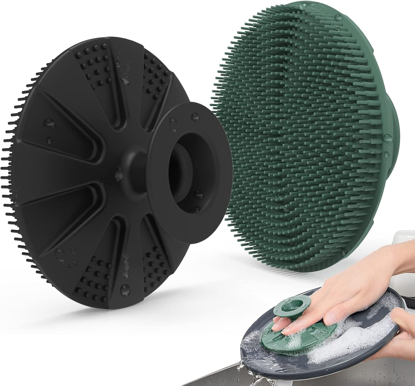 Silicone Sponge, BEAUTAIL Non-Scratch Scrub Sponges for Washing Dishes, Kitchen Fruit Vegetable Cleaning Brush, Long Lasting and Reusable Dishwashing Scrubber, Suction Up Hang Designed, 1 Pack, Gray