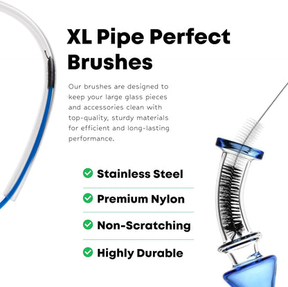 Pipe Perfect Original Cleaning Brush Set – Multi-Size Detail Brushes for Glass, Bottle, Tube & Narrow Openings | Deep Cleaning Kit for Hard-to-Reach Areas | Durable Reusable (Original Pack)