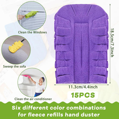 Zubebe 12 Pcs Duster Refill Reusable Fleece Duster Refills Feather Flat Dusters Multi Surface Washable Cleaning Pads Tools for Home, Blinds, Car, Pet, Furniture, Fans (Dark Color)