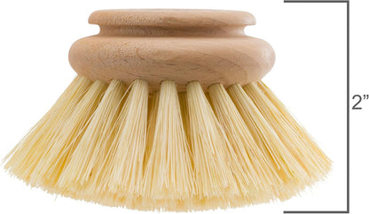 REDECKER Replacement Head for Dish Brush, 1-5/8-inch, Set of 2, 100% Natural Tampico Fiber and Untreated Beechwood, Made in Germany - Natural Dish Brush Replacement Heads