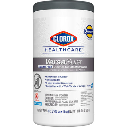 CLOROX Healthcare VersaSure Cleaner Disinfectant Wipes, 6" x 5", 150 Count Canister (Package May Vary)