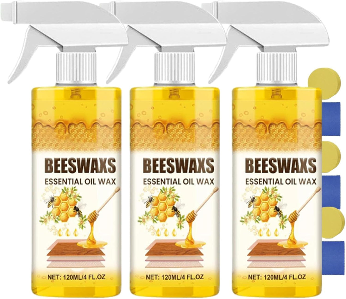 2026 upgrade Natural Micro-Molecularized Beeswax Spray, Beeswax Wood Polish Spray, Beeswax Spray Furniture Polish Bees Wax Furniture Polish and Cleaner 3-in-1 Care Clean Polish (1pc+sponge+towel)
