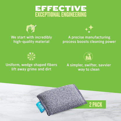 E-Cloth Non-Scratch Scrubbing Pads - Scrubbing Dish Sponges Kitchen Cleaning Kit - Reusable Scrubber Sponges for Dishes and Cleaning - Non-Scratch Scrubbers for Cleaning - 2-Pack