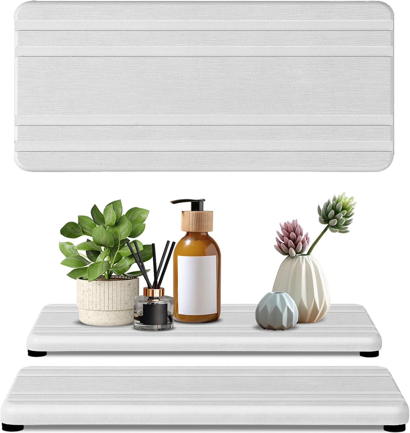 3PCS Water Absorbing Stone Tray, Fast Drying Stone Sink Tray, Stones Soap Trays, Water Absorbent Diatomite Trays, Diatomite Coasters for Kitchen Sink Bathroom Counter, Hand Soap Dish & Holders