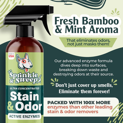 Sprinkle & Sweep: Pet Mess & Odor Cleanup - 15oz Bag - Dog Accident & Mess Clumping Powder, Remove Pee-Poop-Vomit from Hard Surfaces, Ultra-Absorbent