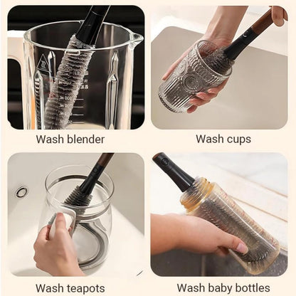 2-in-1 Detachable Dual-Head Bottle Brush, Blender Cleaning Brush for Fruit Juicer, Cup Lid & Kitchen Appliances, Food-Grade Bristles for Deep Cleaning