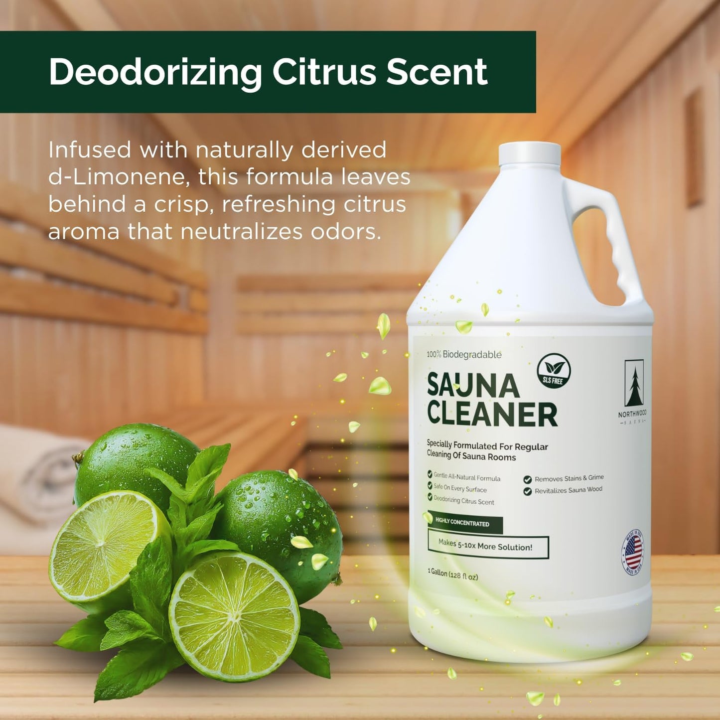 Northwood Sauna - Sauna Cleaner - Natural Wood Cleaner & Deodorizer - Ready-to-Use Spray - 1 Quart (32 Fl Oz)