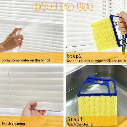 2 Pcs Blinds Cleaner Duster Tool 7 Finger Microfiber Washable Blind Cleaner Mini Window Dusters for Cleaning Dust Remova for Window Air Conditioner Vent Fans Venetian Shades Wood Blinds Dust Dirt