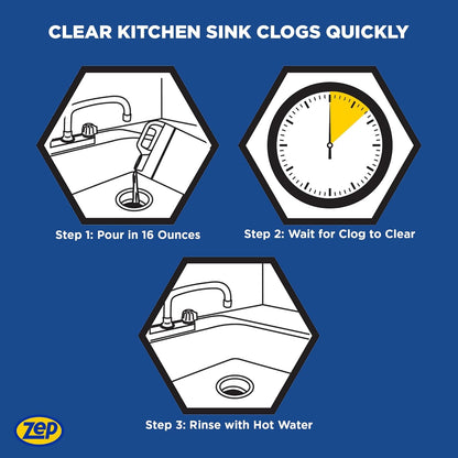 Zep Advanced Kitchen Drain Opener - 32 ounces - U49710 - Formulated for Grease, Food, and Oil-Safe for Garbage Disposal
