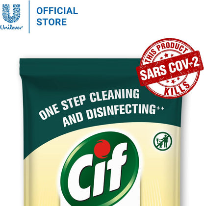 Cif Multi Surface Disinfecting Hand Wet Citrus Wipes for All Hard Non Porous Surfaces, Remove 99 Percent of Diseases, 32 Count