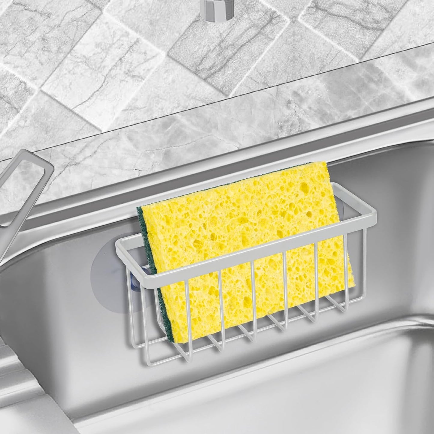 SHFKS Sponge Holder for Kitchen Sink Suction,Kitchen Sink Sponge Holder,Sink Caddy, Soap Holder,Bathroom,Scrubbers (Black)