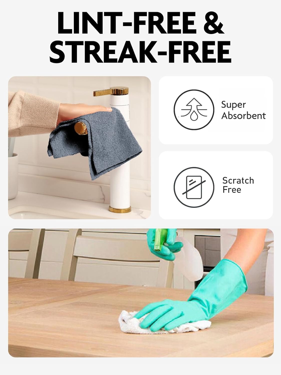 Fantasticlean Microfiber Cleaning Cloth Roll -75 Pack, Tear Away Microfiber Towels, 12" x 12", Reusable, Washable, Scratch Free, Ultra Absorbent Dishcloth for All-Around Cleaning Supplies (White)