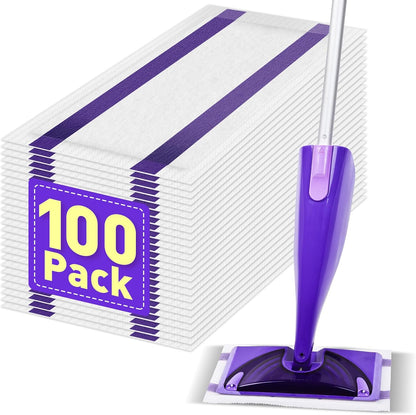 Mop Pads Refills Compatible with WetJet Mop, Disposable Mop Pads for Hardwood Floors, Tile, Laminate & Multi-Surface Cleaning, 100 Pack