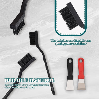 15PCS Mini Wire Brush Stainless Steel Brush Set，Masonry Brush Wire Bristle for Cleaning Welding Slag and Rust，Curved Handle Brush (Stainless Steel, 15)