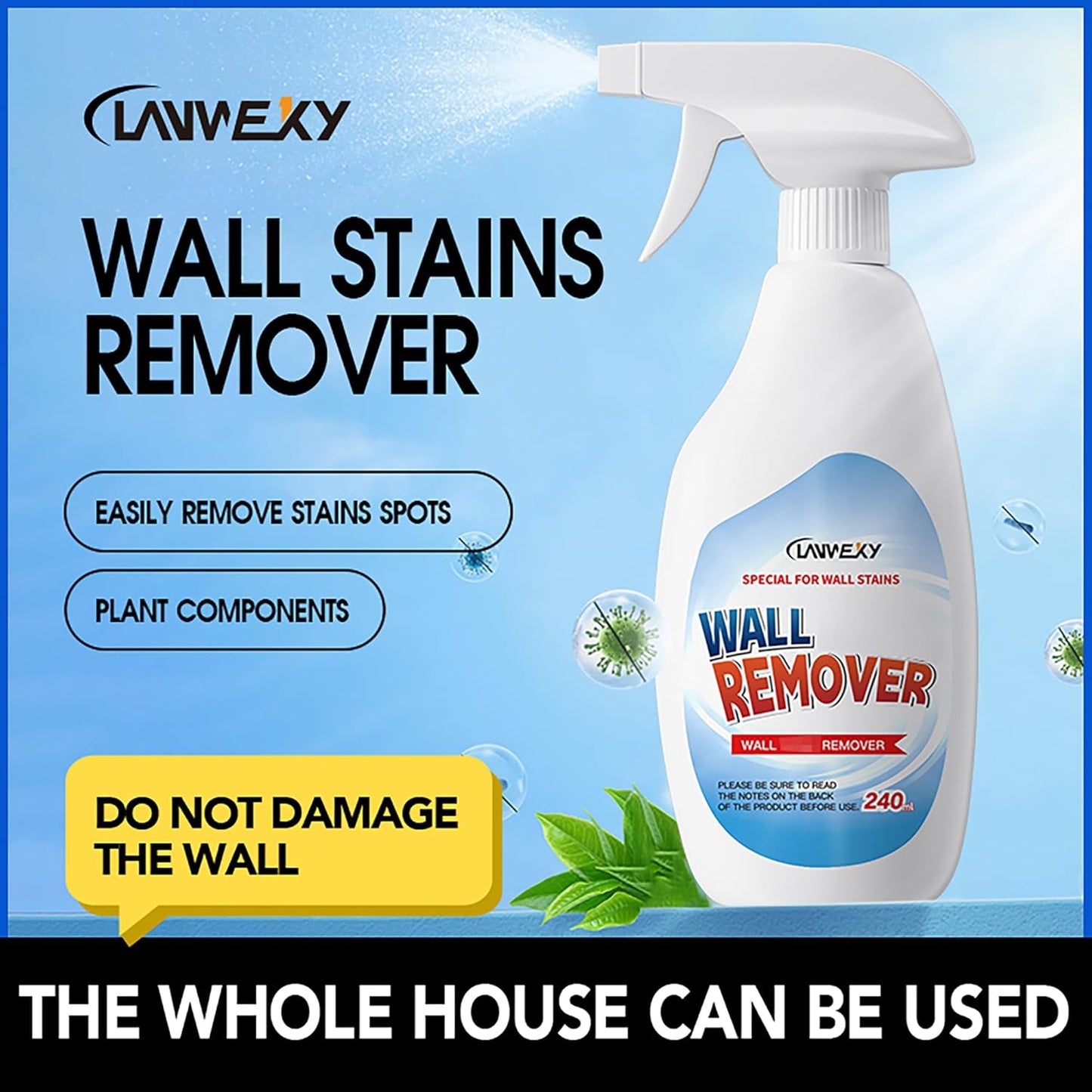 LANWEXY-Highly Effective Removal Spray,Wall Cleaner Spray-Bathroom Foam Cleaner for Shower,Wall,Ceiling,Wood,Kitchens,Tile,Killer with Prevention Inhibitor-1 bottle