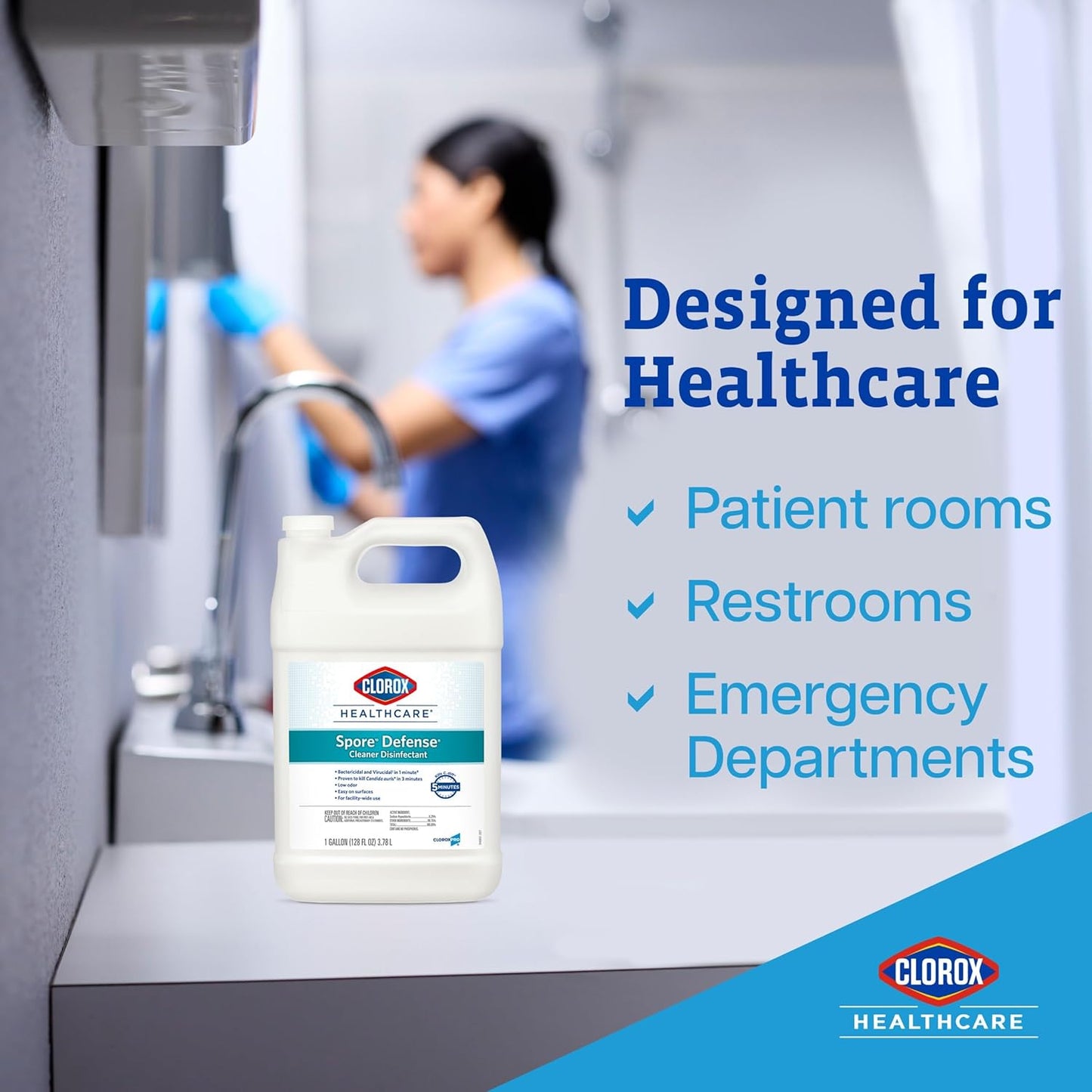 Clorox Healthcare Spore Defense Cleaner Disinfectant, Closed System Refill Bottle, 128 Fluid Ounces (Package May Vary)