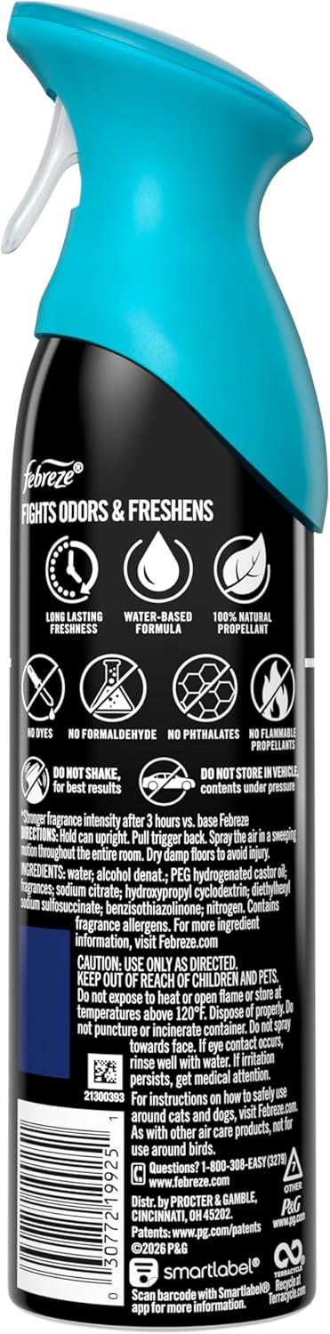 Febreze Air Mist, Air Freshener Spray, Odor Fighting Room Spray, Deodorizer for Home Bathroom Kitchen Office Apartment Dorm Room Classroom, Linen & Sky Scent, 8.1oz (Pack of 6)